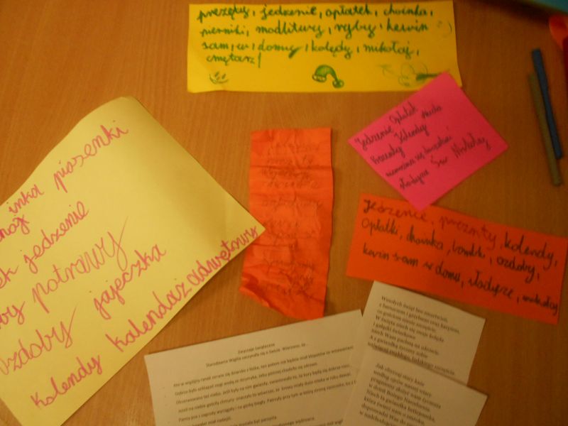 Przykładowe propozycje pisane na kartkach przez uczestników